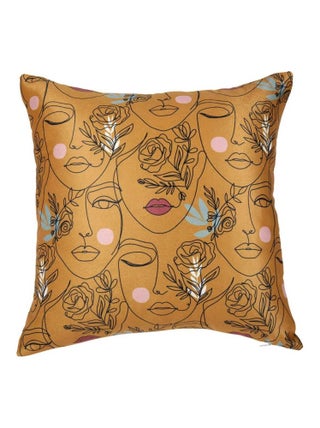 Housse de coussin 40x40 cm Visage moutarde