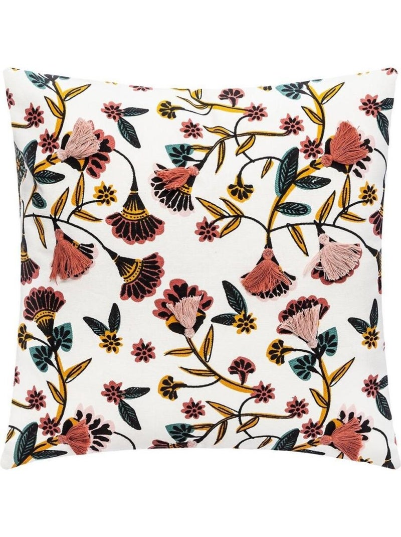 Housse de coussin 40x40 Gypsy pompon Blanc - Kiabi
