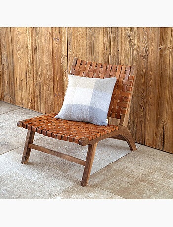 Housse de coussin à carreaux aspect mohair