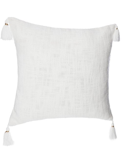 Housse de coussin à pompons SLUB - Kiabi