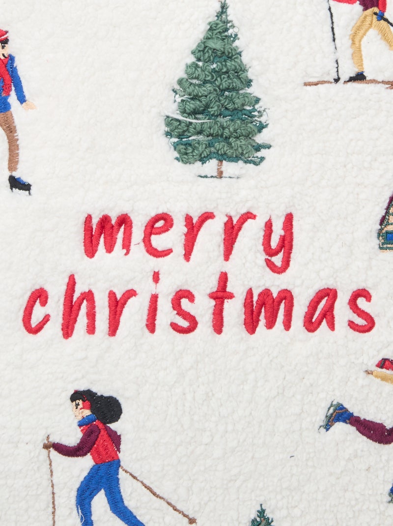 Housse de coussin avec broderies 'Noël' Beige - Kiabi