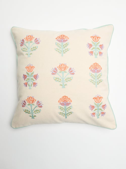 Housse de coussin brodée - Kiabi