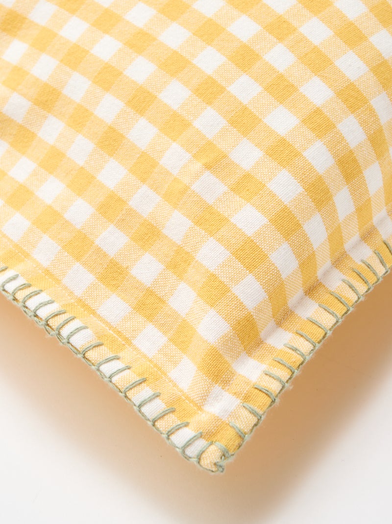 Housse de coussin brodée Jaune - Kiabi