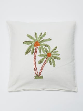 Housse de coussin carré (50x50 cm) broderie palmiers - Kiabi Home