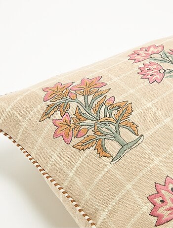 Housse de coussin carré à fleurs brodées