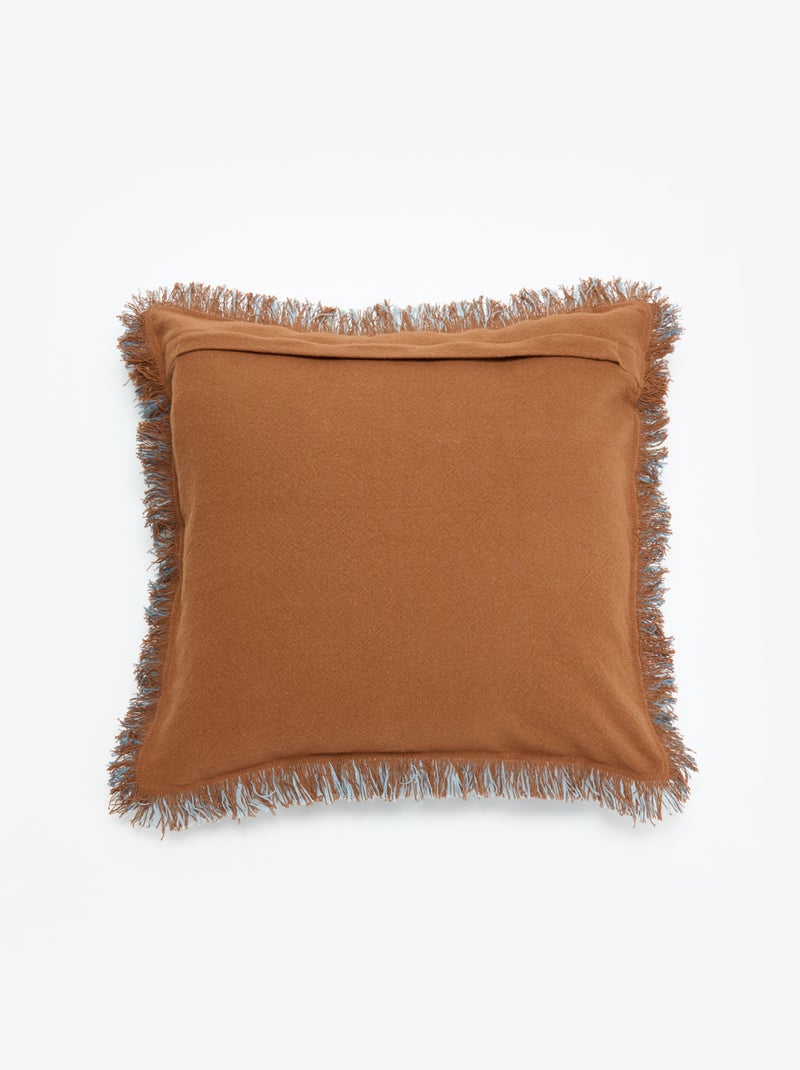 Housse de coussin carré avec franges 45 x 45 cm Marron - Kiabi