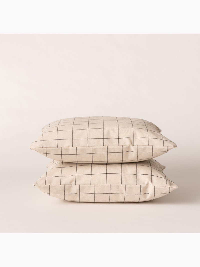Housse de coussin carrée à carreaux en relief - Gamusi. Ocre - Kiabi