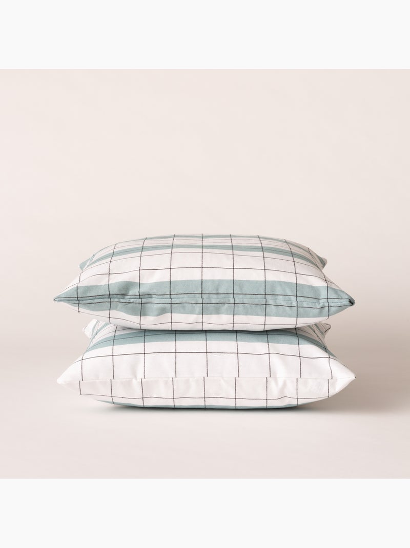 Housse de coussin carrée à rayures avec carreaux en relief - Gamusi. Bleu - Kiabi