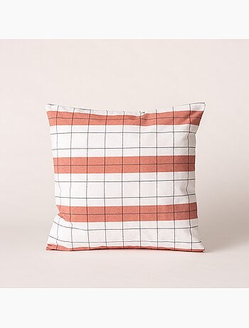 Housse de coussin carrée à rayures avec carreaux en relief - Gamusi.