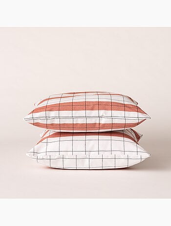 Housse de coussin carrée à rayures avec carreaux en relief - Gamusi.