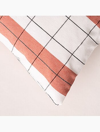 Housse de coussin carrée à rayures avec carreaux en relief - Gamusi.