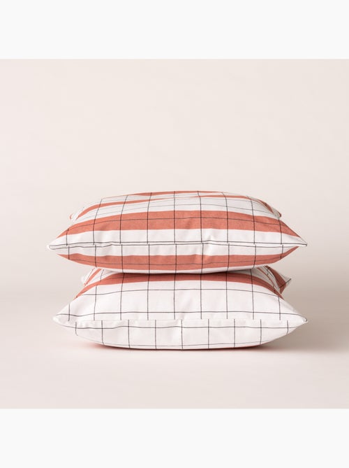 Housse de coussin carrée à rayures avec carreaux en relief - Gamusi. - Kiabi