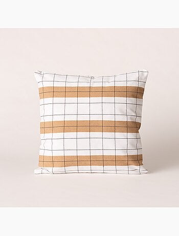 Housse de coussin carrée à rayures avec carreaux en relief - Gamusi.