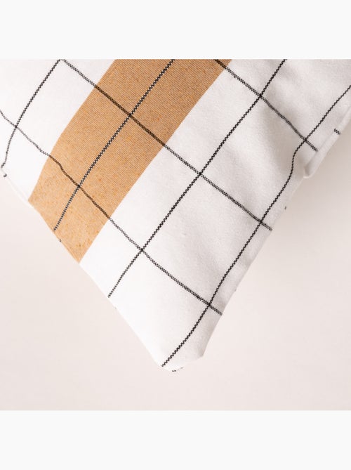 Housse de coussin carrée à rayures avec carreaux en relief - Gamusi. - Kiabi