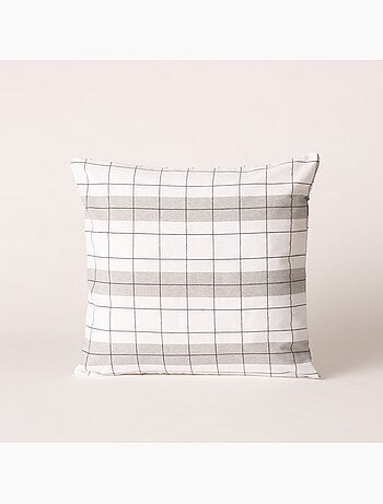 Housse de coussin carrée à rayures avec carreaux en relief - Gamusi.