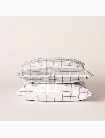Housse de coussin carrée à rayures avec carreaux en relief - Gamusi.