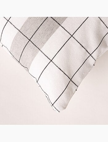 Housse de coussin carrée à rayures avec carreaux en relief - Gamusi.