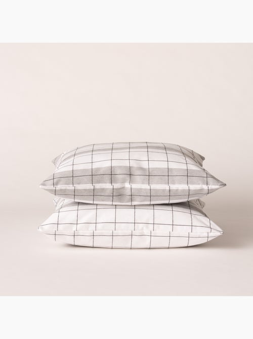 Housse de coussin carrée à rayures avec carreaux en relief - Gamusi. - Kiabi