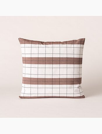 Housse de coussin carrée à rayures avec carreaux en relief - Gamusi.