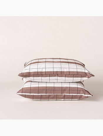 Housse de coussin carrée à rayures avec carreaux en relief - Gamusi.