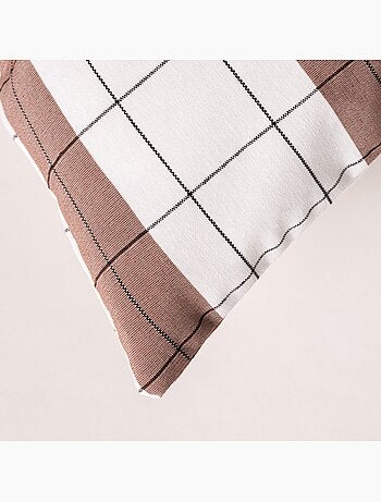 Housse de coussin carrée à rayures avec carreaux en relief - Gamusi.