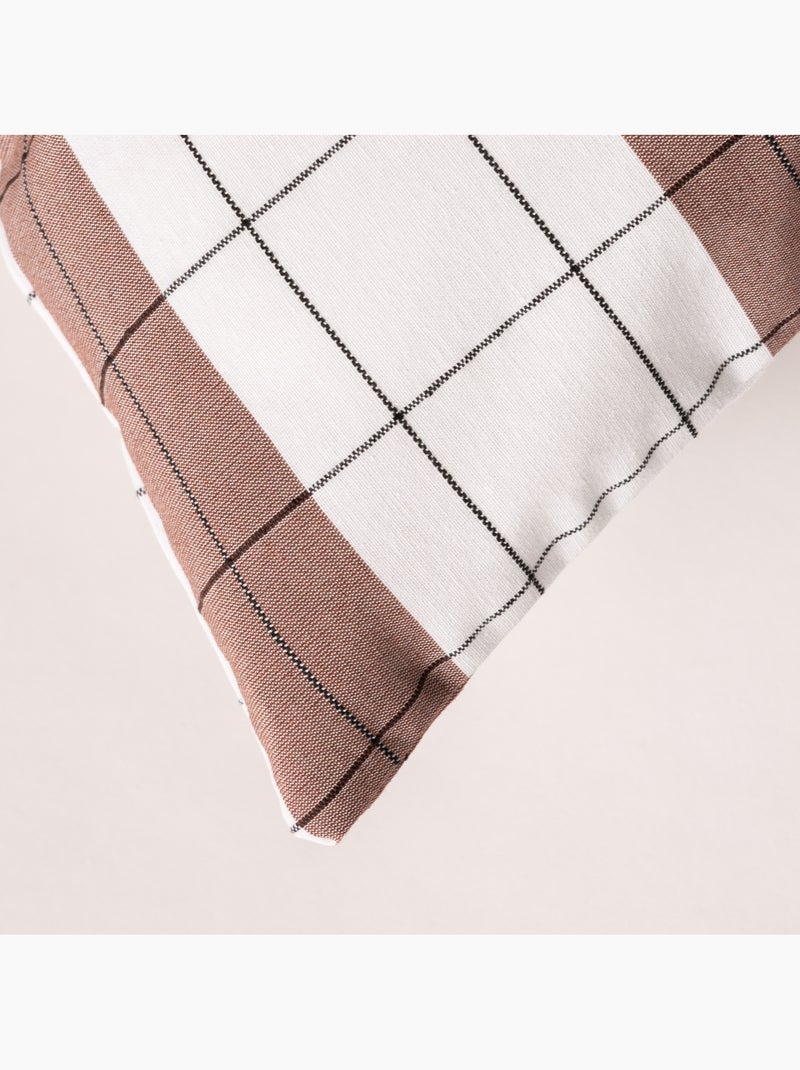 Housse de coussin carrée à rayures avec carreaux en relief - Gamusi. Marron chocolat - Kiabi