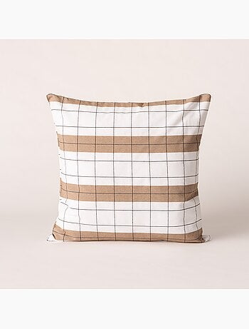 Housse de coussin carrée à rayures avec carreaux en relief - Gamusi.