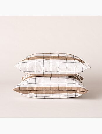 Housse de coussin carrée à rayures avec carreaux en relief - Gamusi.