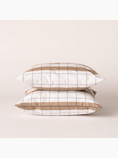 Housse de coussin carrée à rayures avec carreaux en relief - Gamusi. - Kiabi