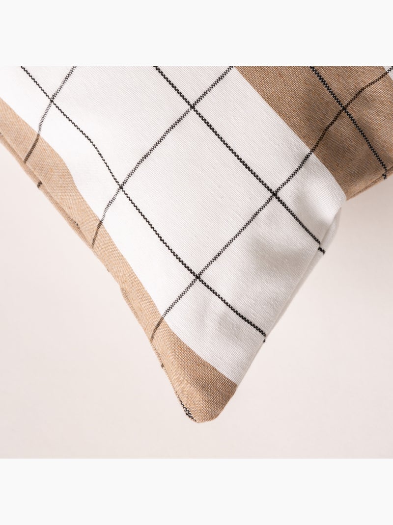 Housse de coussin carrée à rayures avec carreaux en relief - Gamusi. Taupe - Kiabi