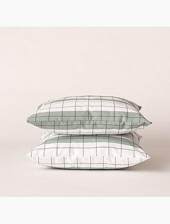 Housse de coussin carrée à rayures avec carreaux en relief - Gamusi.