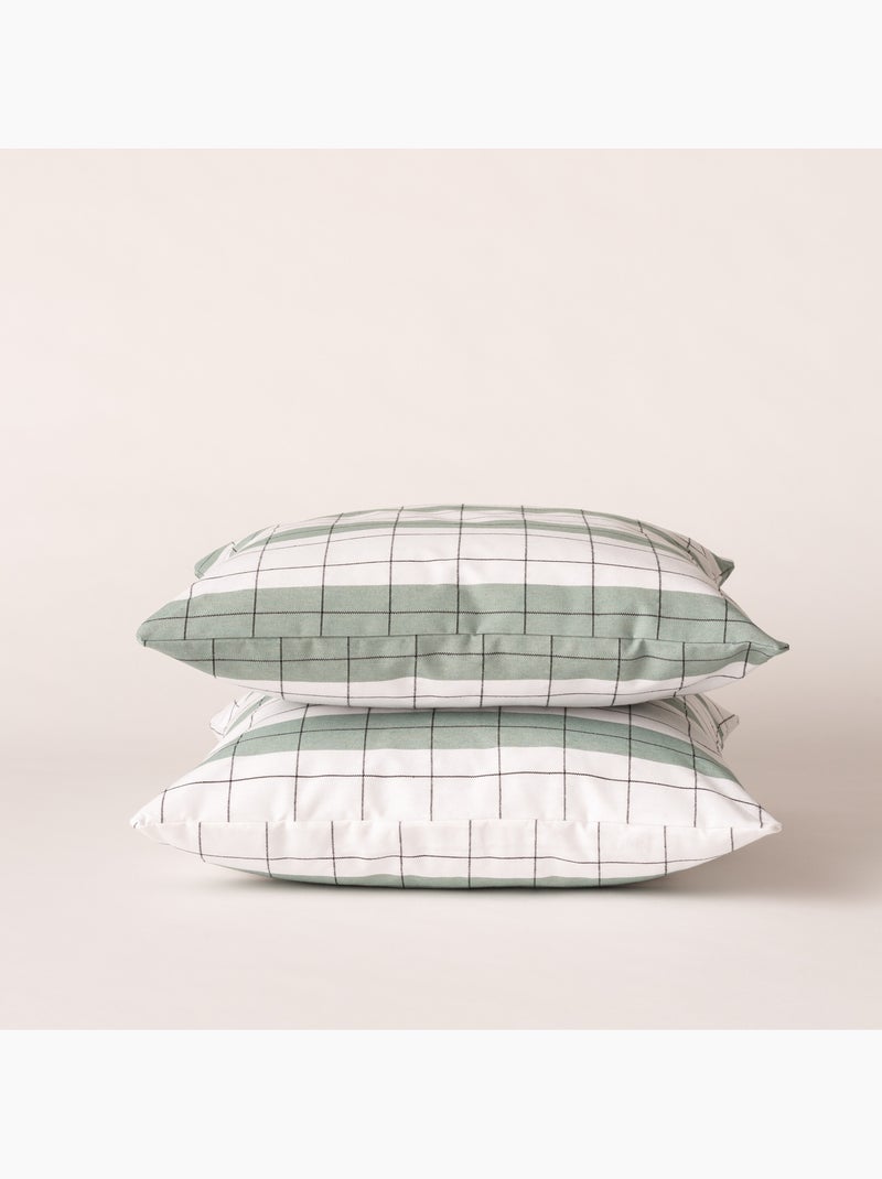 Housse de coussin carrée à rayures avec carreaux en relief - Gamusi. Vert d'eau - Kiabi