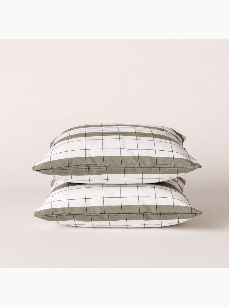 Housse de coussin carrée à rayures avec carreaux en relief - Gamusi. Vert - Kiabi