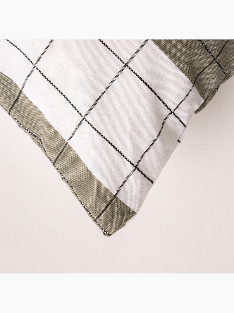 Housse de coussin carrée à rayures avec carreaux en relief - Gamusi. Vert - Kiabi