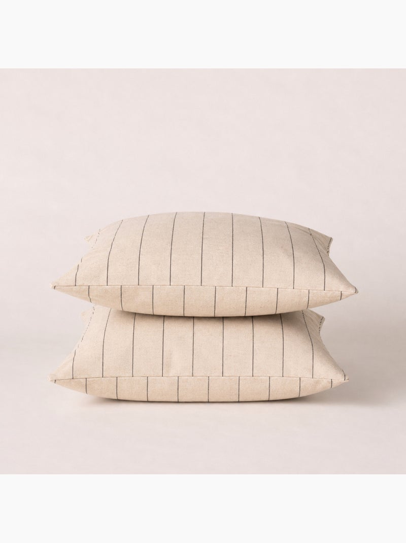Housse de coussin carrée à rayures en relief - Gamusi. Ocre - Kiabi