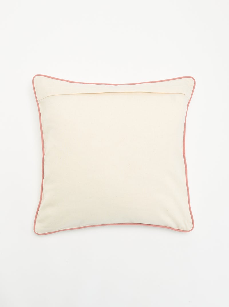 Housse de coussin carrée avec motif 'cœur' Rose - Kiabi