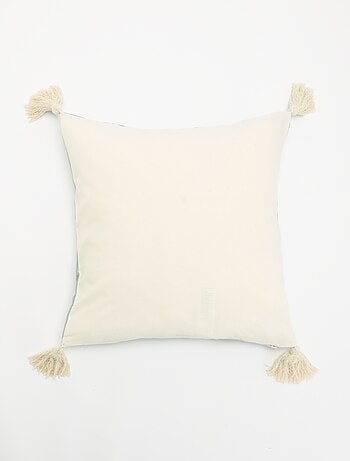 Housse de coussin carrée avec pompons