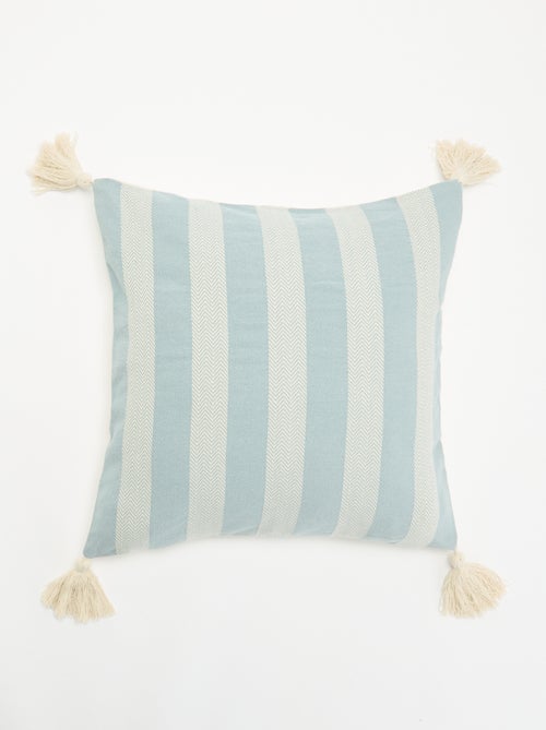 Housse de coussin carrée avec pompons - Kiabi Housse de coussin carrée avec pompons - Kiabi
