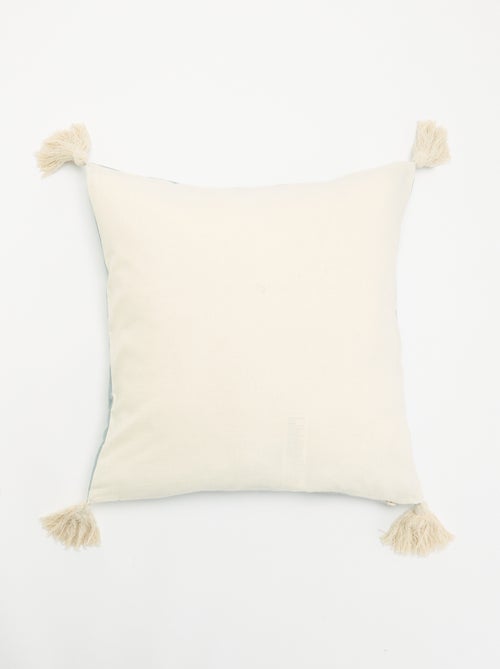 Housse de coussin carrée avec pompons - Kiabi Housse de coussin carrée avec pompons - Kiabi