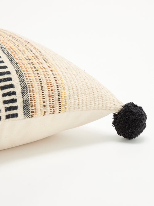 Housse de coussin carrée avec pompons - Kiabi Housse de coussin carrée avec pompons - Kiabi