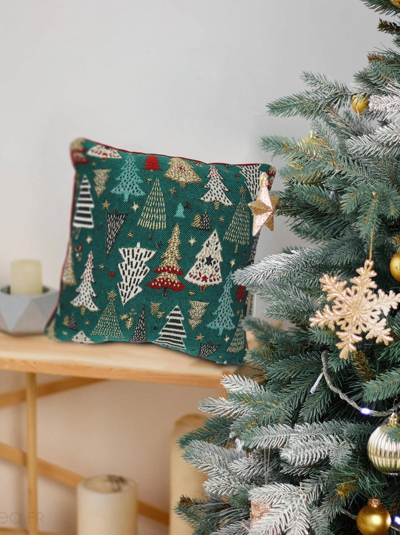 Housse de coussin CELEBRATION Carré Vert bouteille - Kiabi
