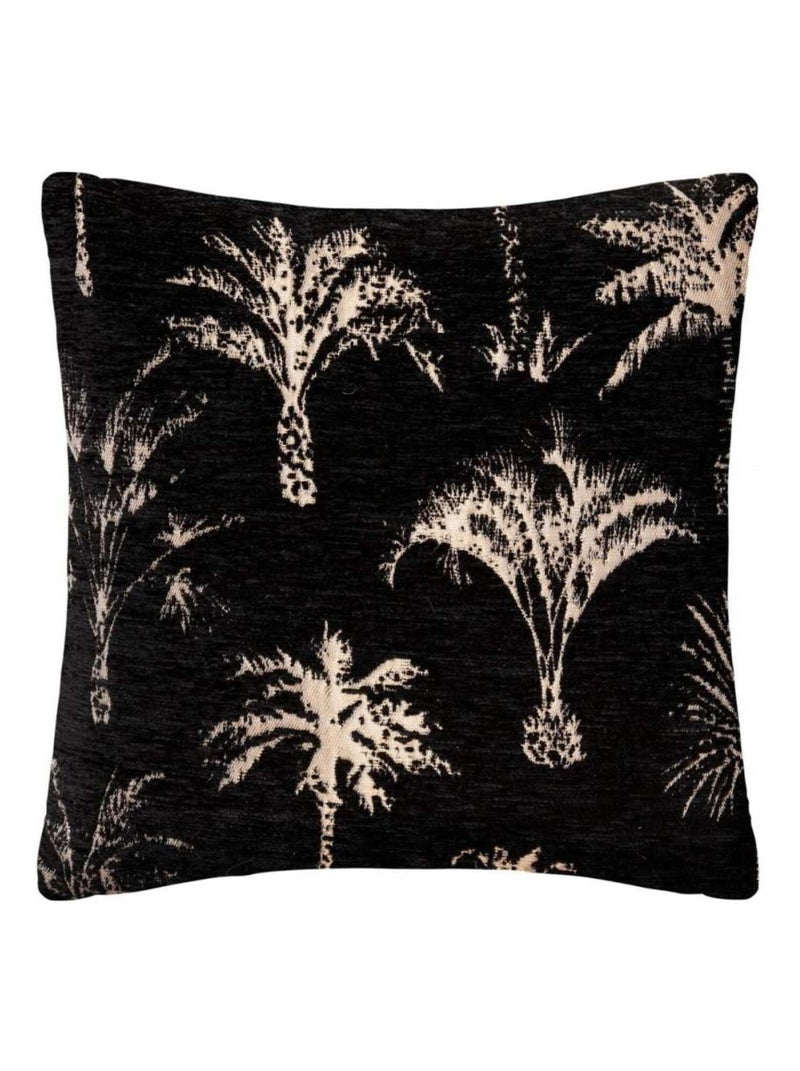 Housse de coussin chenille 40x40 cm Palmier noir Noir - Kiabi