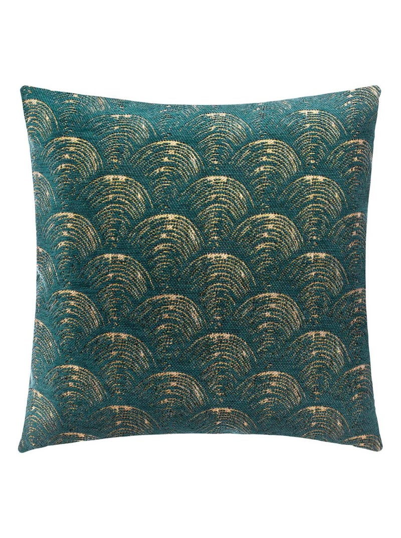 Housse de coussin chenille Art Déco 40x40 cm Vert - Kiabi