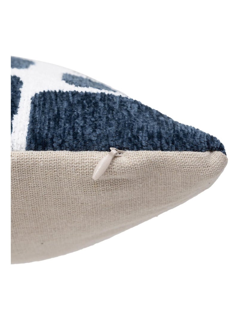 Housse de coussin chenille design Bleu - Kiabi