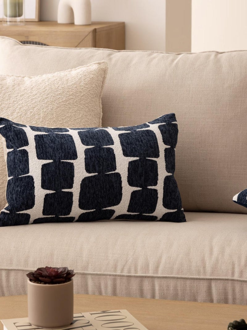 Housse de coussin chenille design Bleu - Kiabi