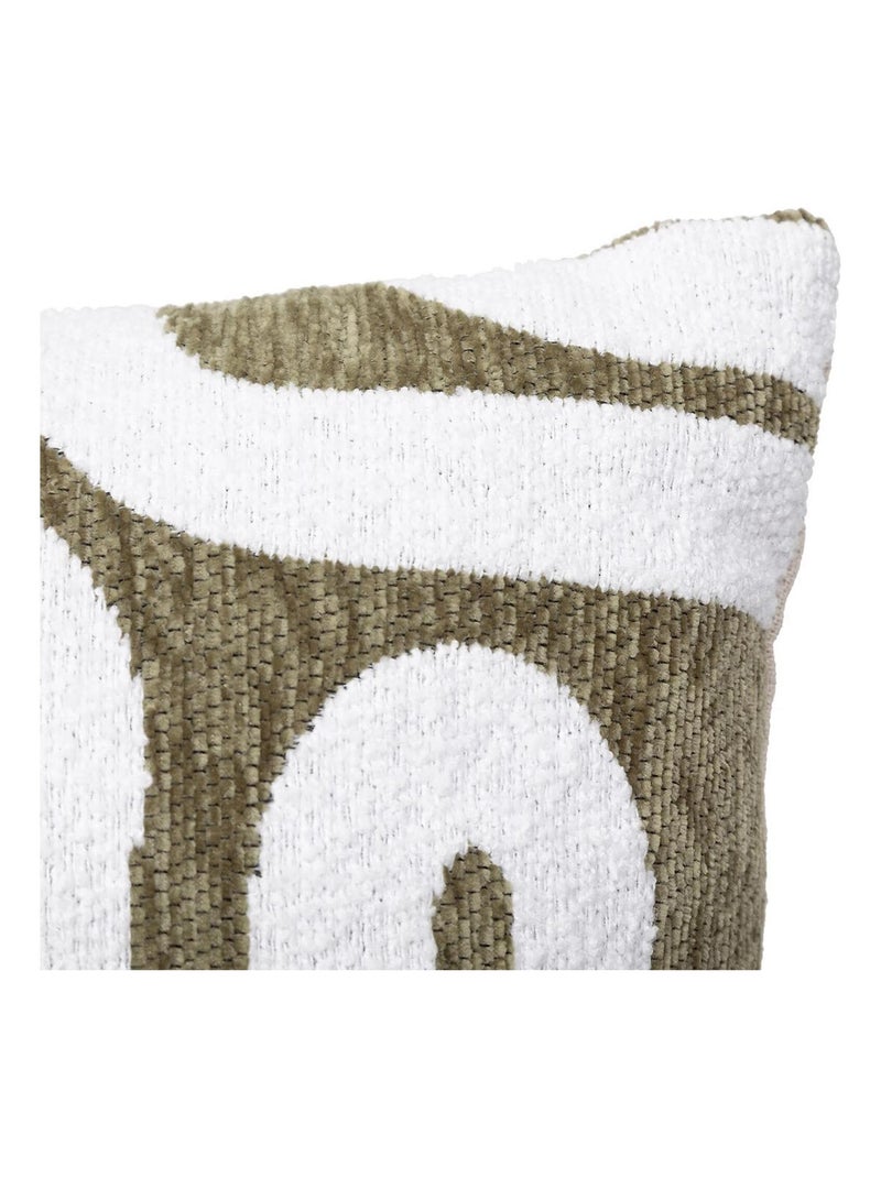 Housse de coussin chenille design Kaki - Kiabi