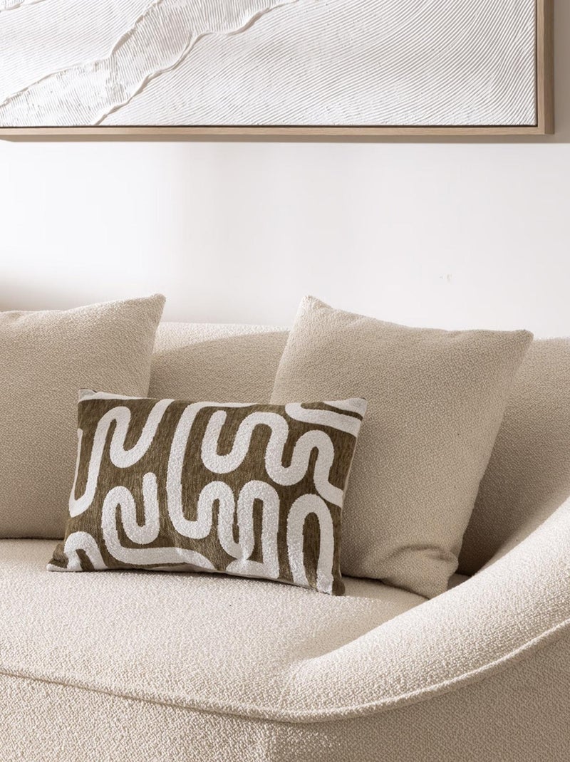 Housse de coussin chenille design Kaki - Kiabi