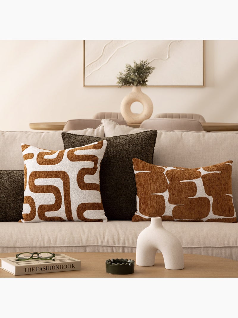 Housse de coussin chenille design Terracotta - Kiabi