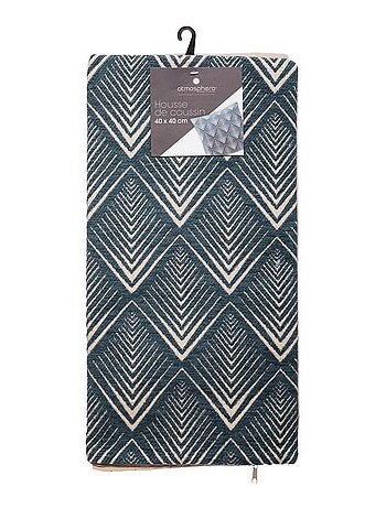 Housse de coussin chenille Géométrique bleu 40x40 cm