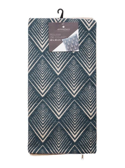 Housse de coussin chenille Géométrique bleu 40x40 cm - Kiabi